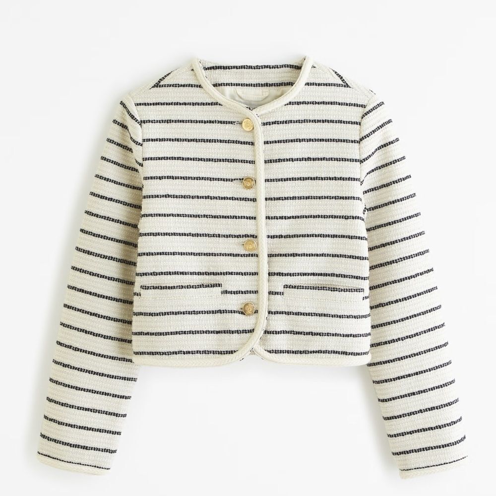 NEW Abercrombie And Fitch Collarless Tweed Jacket